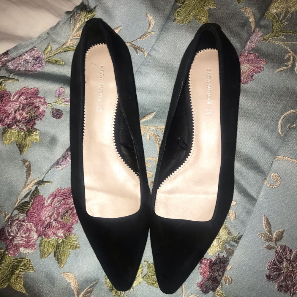 Zara suede/leather wooden heel flat NWOT